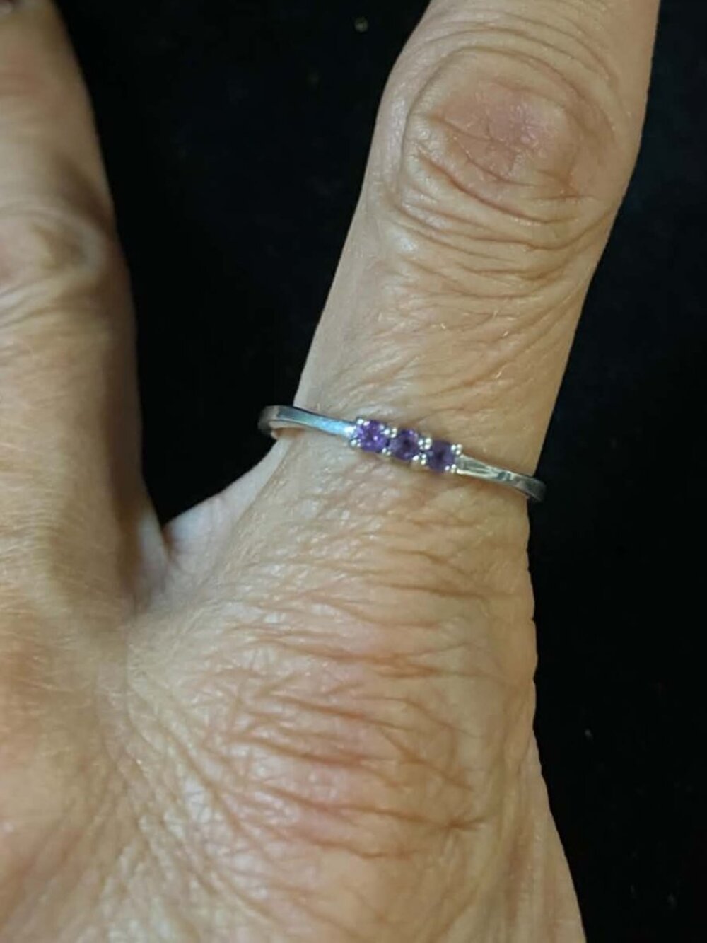 .925 Sterling Silver Natural Amethyst Dainty Feminine February Birthstone Ring